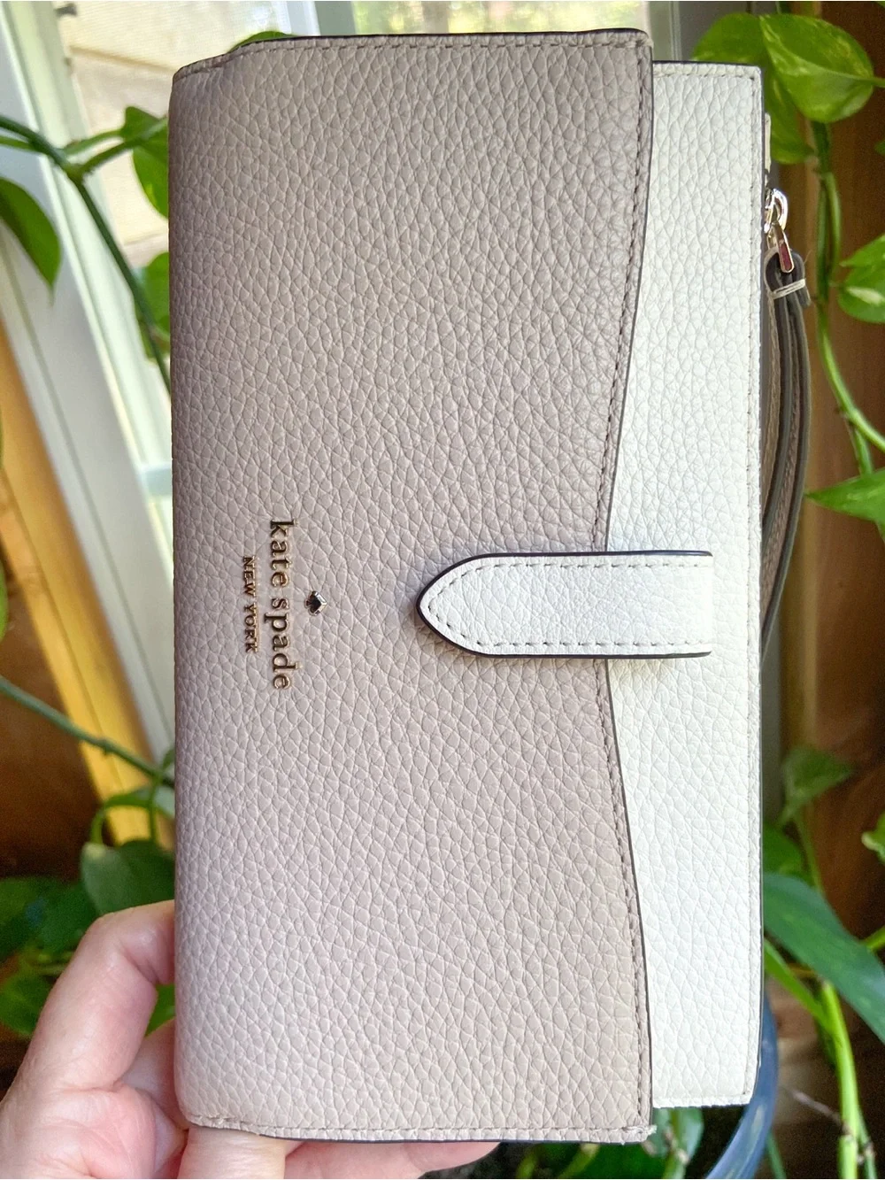 kate spade Two-Tone Pebbled Leather Wallet — Blush Pink & Cream Vanilla Girl